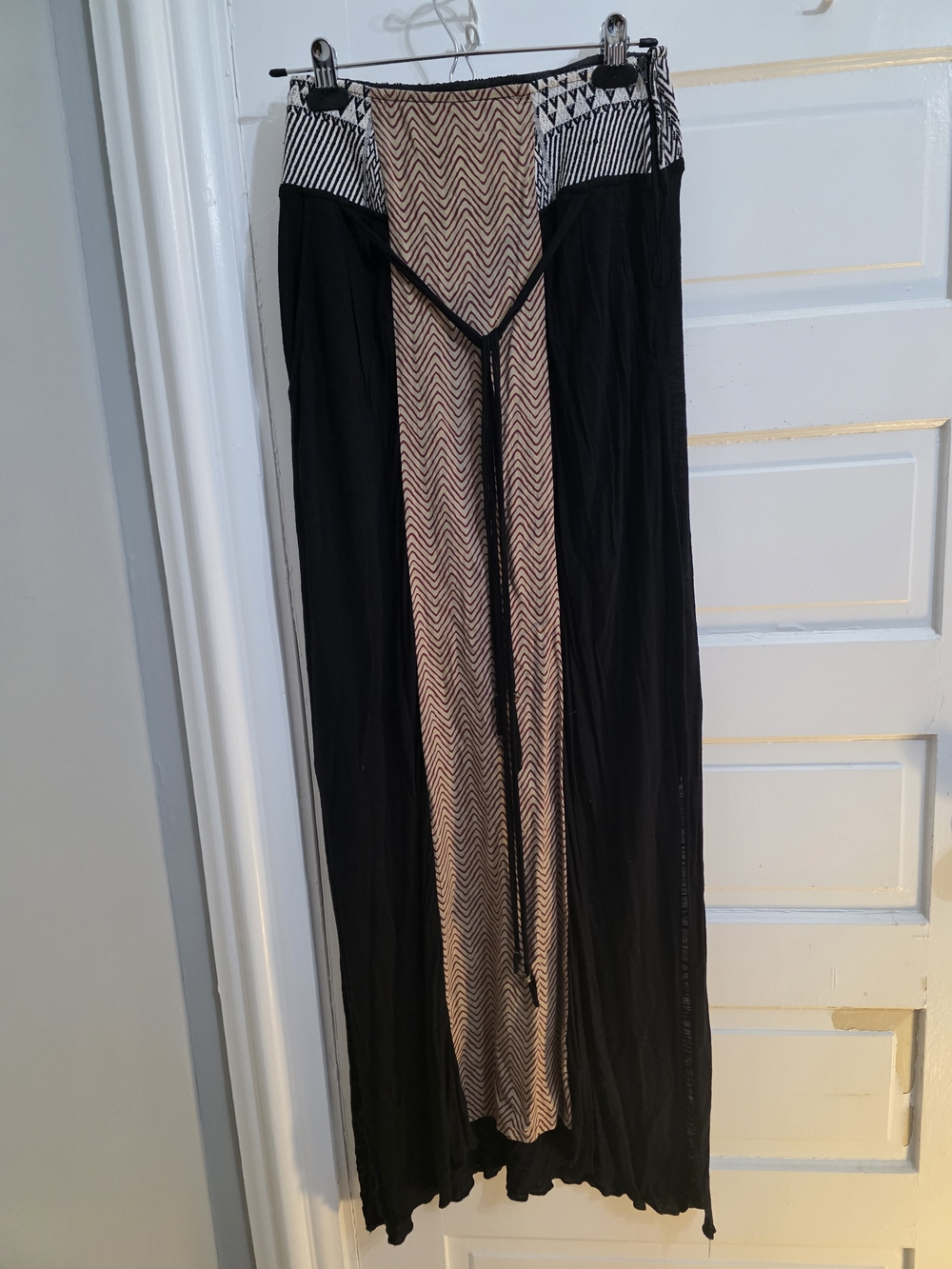 Black and Tan Maxi Skirt with Chevron Panel